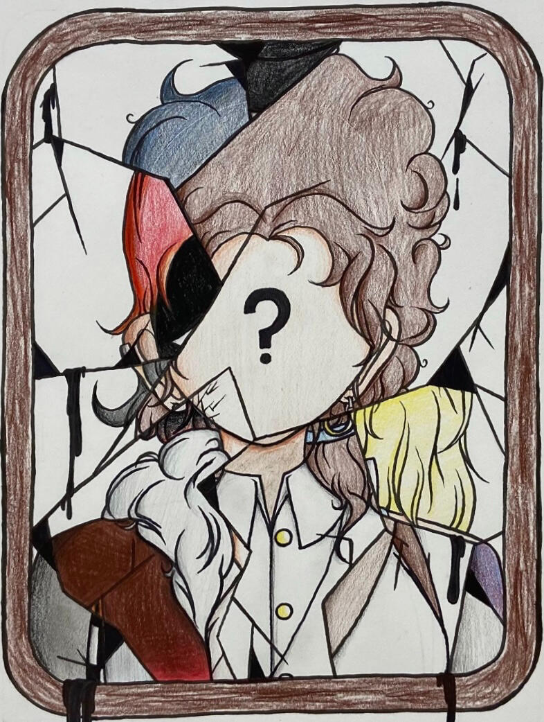 Art done in school of myself and various OCs. Pencil + Sharpie.