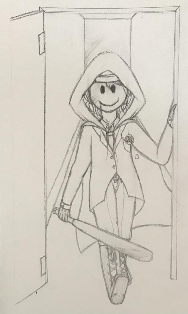 Art of Muzayu possessed by Azazel in Corparonpa. Pencil.